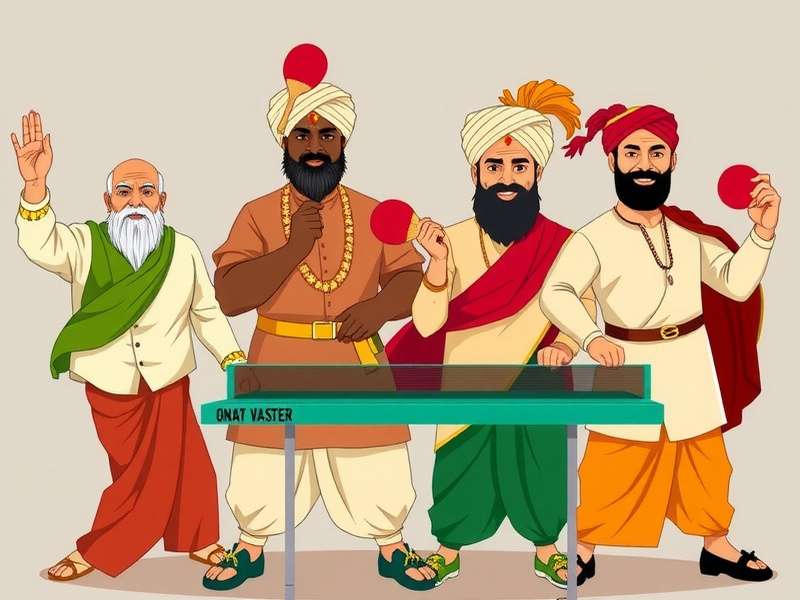 Indian Ping Pong Masters Regional Characters Indian Ping Pong Masters regional characters showcasing traditional clothing from different parts of India