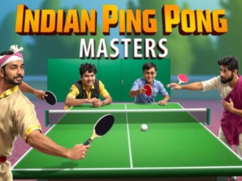 Indian Ping Pong Masters Cover Indian Ping Pong Masters game cover showing players in traditional Indian clothes playing ping pong