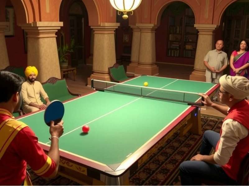 Indian Ping Pong Masters Gameplay Indian Ping Pong Masters gameplay showing a match in a traditional Indian setting with spectators