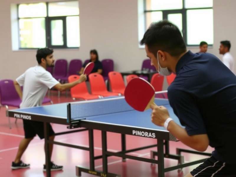 Indian Ping Pong Masters Real-World Tournament Indian Ping Pong Masters real-world tournament with players competing in a local community center
